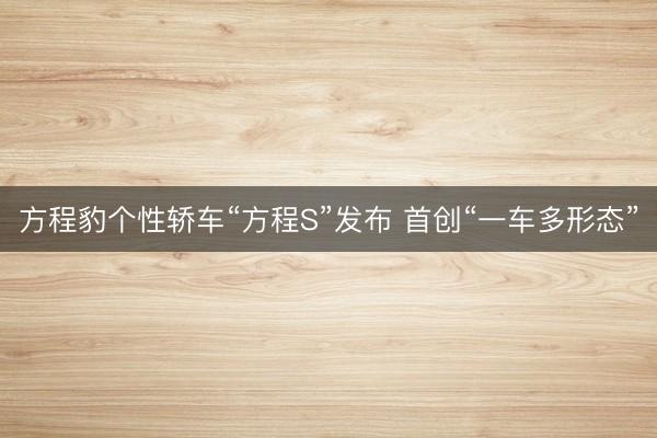 方程豹个性轿车“方程S”发布 首创“一车多形态”