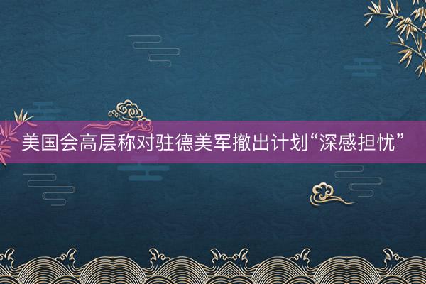 美国会高层称对驻德美军撤出计划“深感担忧”