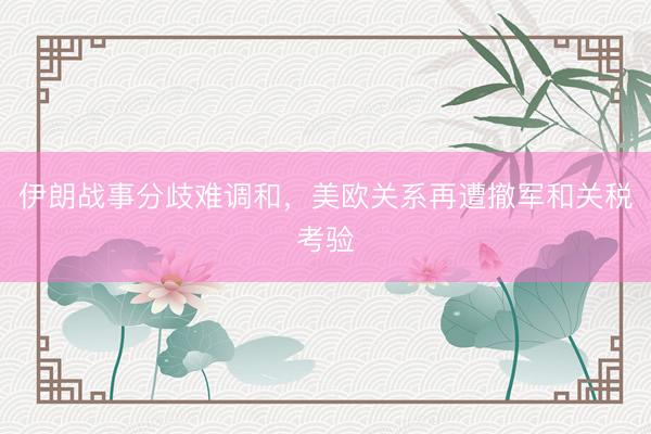伊朗战事分歧难调和，美欧关系再遭撤军和关税考验