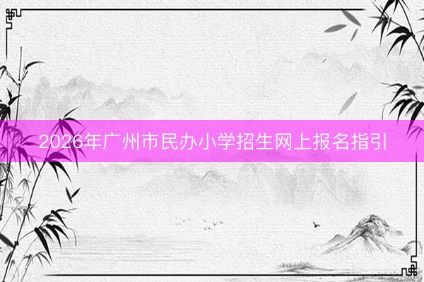 2026年广州市民办小学招生网上报名指引