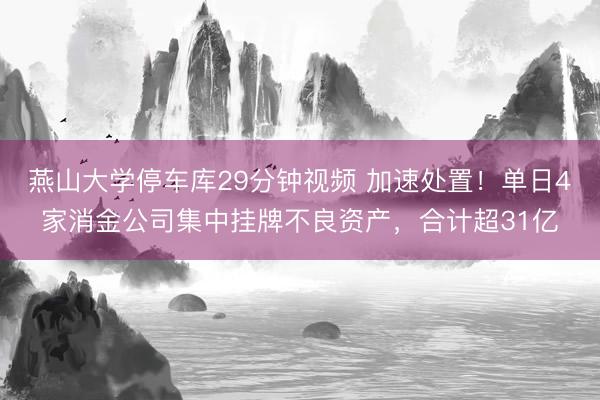 燕山大学停车库29分钟视频 加速处置！单日4家消金公司集中挂牌不良资产，合计超31亿