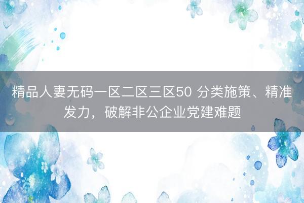 精品人妻无码一区二区三区50 分类施策、精准发力，破解非公企业党建难题