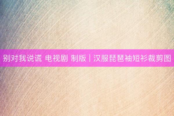 别对我说谎 电视剧 制版 | 汉服琵琶袖短衫裁剪图