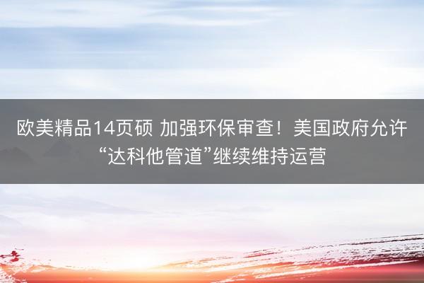 欧美精品14页硕 加强环保审查!美国政府允许“达科他管道”继续维持运营