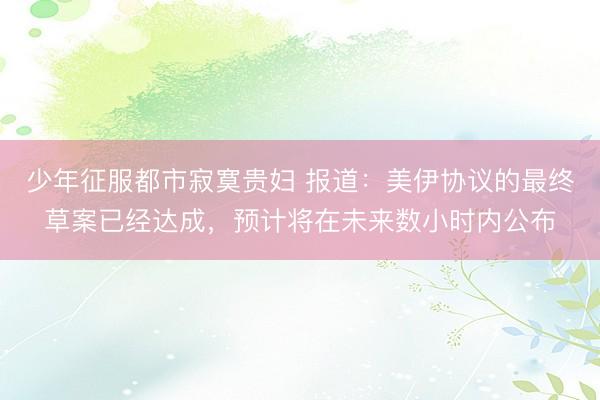 少年征服都市寂寞贵妇 报道：美伊协议的最终草案已经达成，预计将在未来数小时内公布