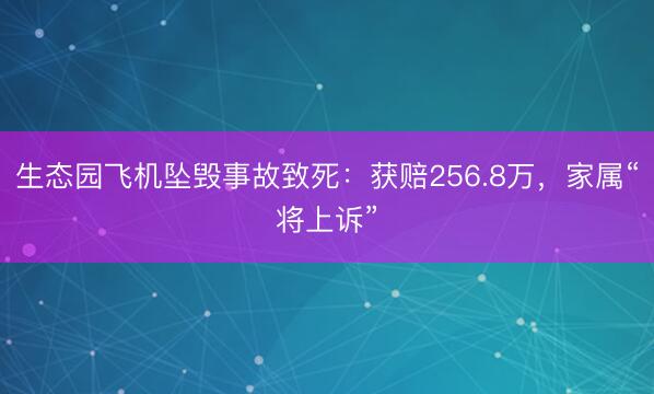 生态园飞机坠毁事故致死：获赔256.8万，家属“将上诉”