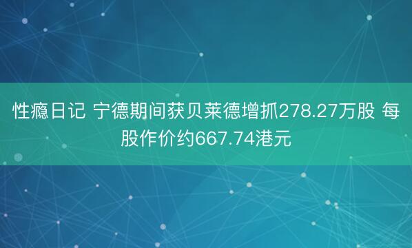 性瘾日记 宁德期间获贝莱德增抓278.27万股 每股作价约667.74港元