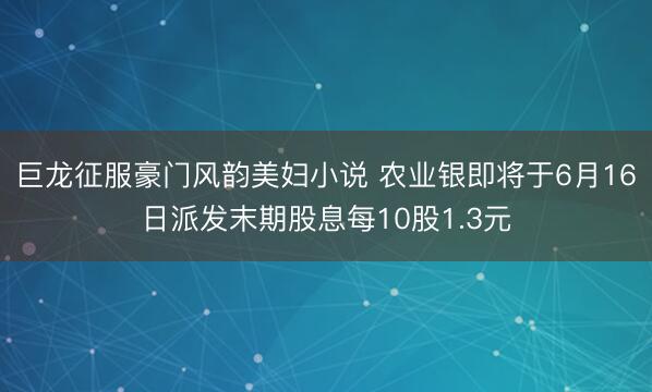 巨龙征服豪门风韵美妇小说 农业银即将于6月16日派发末期股息每10股1.3元