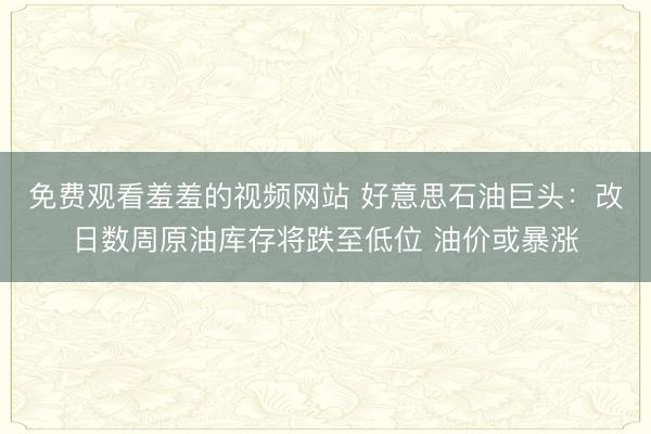 免费观看羞羞的视频网站 好意思石油巨头：改日数周原油库存将跌至低位 油价或暴涨