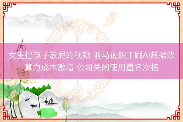 女生把筷子放屁的视频 亚马逊职工刷AI数据致算力成本激增 公司关闭使用量名次榜
