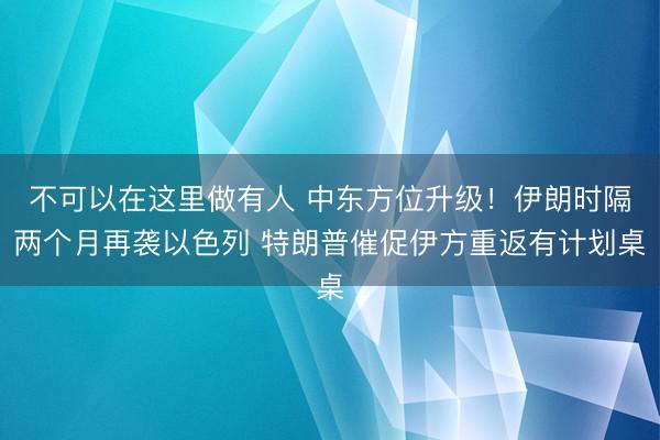 不可以在这里做有人 中东方位升级！伊朗时隔两个月再袭以色列 特朗普催促伊方重返有计划桌