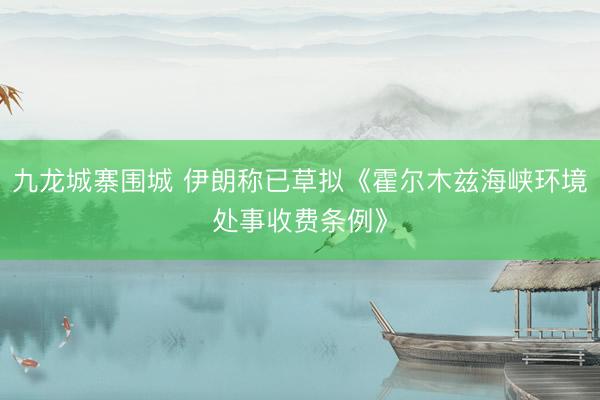 九龙城寨围城 伊朗称已草拟《霍尔木兹海峡环境处事收费条例》