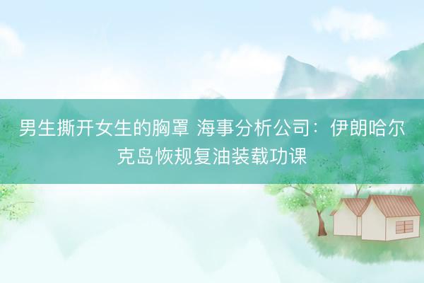 男生撕开女生的胸罩 海事分析公司：伊朗哈尔克岛恢规复油装载功课