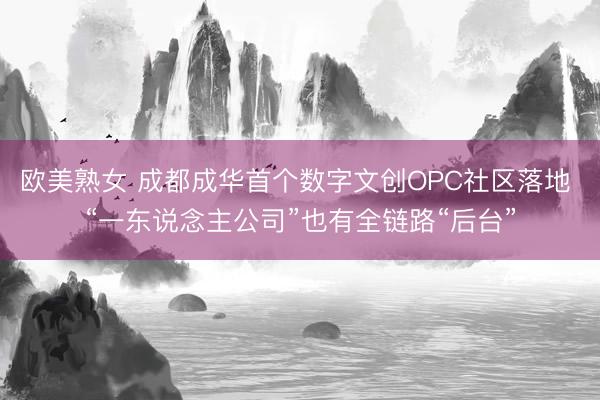 欧美熟女 成都成华首个数字文创OPC社区落地 “一东说念主公司”也有全链路“后台”
