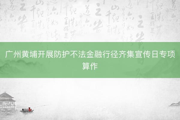 广州黄埔开展防护不法金融行径齐集宣传日专项算作