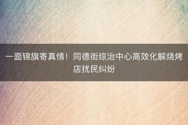 一面锦旗寄真情！同德街综治中心高效化解烧烤店扰民纠纷
