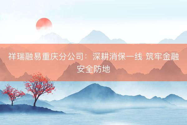 祥瑞融易重庆分公司：深耕消保一线 筑牢金融安全防地