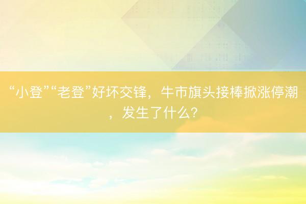 “小登”“老登”好坏交锋，牛市旗头接棒掀涨停潮，发生了什么？